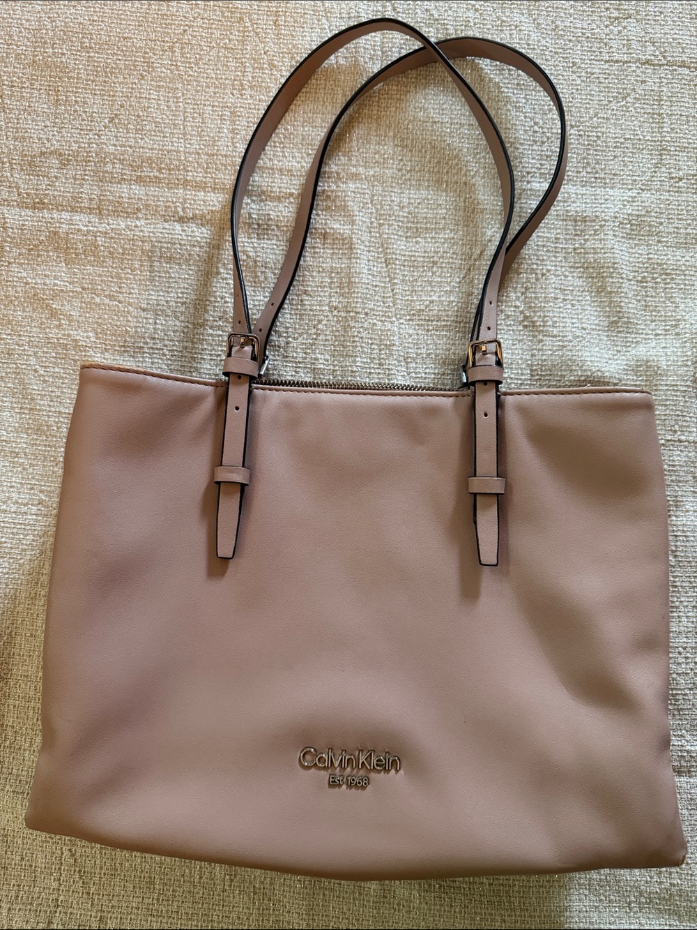 Calvin Klein Rose Taupe Leather Tote